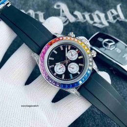 Diamond Watch Rolaxs Swiss Mechanical Wristwatches Dropshipping 40mm Mens watch Automatic Mechanical movement Watches Rubbersteel Rainbow Diamond Bezel sa HBNZ