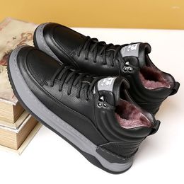Boots Genuine Leather Stylish 2023 Mens Sneakers Non-Slip Warm Winter Men Classic Lace-Up Male All-match Ankle