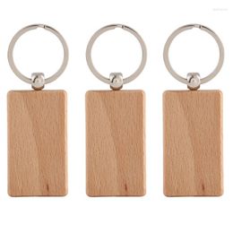 Keychains 300 Blank Wooden Keychain Rectangular Key ID Can Be Engraved DIY