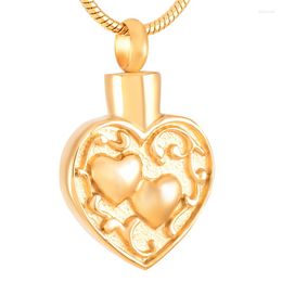 Pendant Necklaces IJD8539 Steel Gold Rose 316L Stainelss Double Heart In Cremation Urn Memorial Ashes Keepsake Necklace