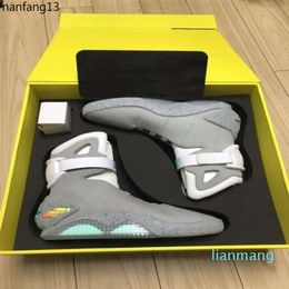 TOP Automatic Laces Air Mag Back To The Future Shoes Marty Mcfly Led Mens Glow In The Dark Black Red Grey TOP High-Top Men Sneakers With Original Box Size