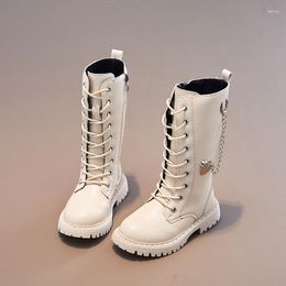 Boots Children Long For Girls Versatile 2023 Korean Style PU Elegant Chic Sweet Princess Drop Non-slip