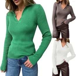 Women's Sweaters Casual Fashion Style Elastic Slim Fit Strip Bottom Knit Top