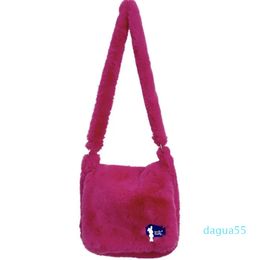 Rabbit Hair Plush Flap Crossbody Bag One Shoulder Cute Student Autumn and Winter Commuting Versatile Y2K Candy Color Bag