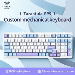 Keyboard Covers Aula F99 Mechanical Gasket PBT Plug Three Mode 2 4g Wireless Bluetooth Game Customization 8000mah 231007