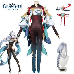 Shenhe Cosplay Genshin Impact Cosplay Costume Game Uniform Jumpsuits Cuff Accessories Full Set Halloween Party Costume for Womencosplay
