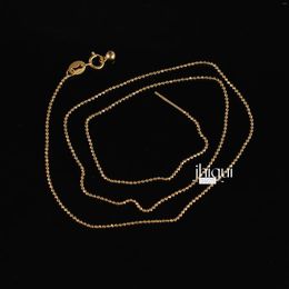 Chains 1PC 45cm 925 Sterling Silver Gold Plated Beads Chain Adjustable Necklace For Women Fine Jewellery