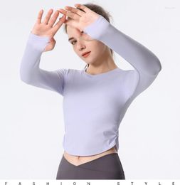 Active Shirts Antibom Sports T-shirt Women's Breathable Yoga Fitness Long Sleeve With Chest Pad Training Tight Quick Drying Top