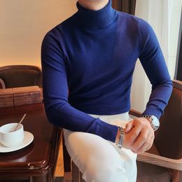 Men's Sweaters British Style Men Winter Turtle Neck Warm Sweater Slim Fit Pullover Knitwear Turtleneck Men Knitwear Shirt Plus size S-4XL 231005