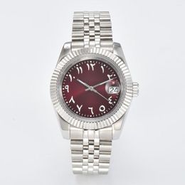 Wristwatches NH35 Men's Watch Arabic Digital Dial Stainless Steel Case Sapphire Glass Automatic