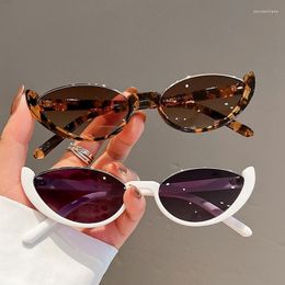 Sunglasses Retro Small Half Frame Fashion Luxury Designer UV400 Sun Glasses Women Cat Eye Trendy Vintage Modern Eyewear