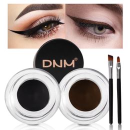 2 PCS Gel Eyeliner Set Colors Waterproof Smudge Proof for Waterline Eyebrow Cream Pomade Kit with Brushes Long Wear Brown Blue Red Green Colored Eye Makeup