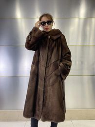 Womens Fur Faux OMEGERAL Winter Real Mink Coat Women Luxury High Quality Warm Fashion 231007