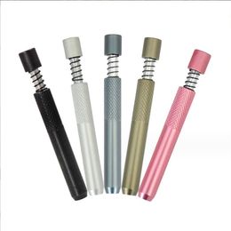 Smoking pipes Portable press type metal smoke pipe mini multi-color Aluminium alloy spring pipe