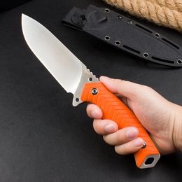 H1085 Outdoor Survival Straight Knife DC53 Satin/Titanium Coated Blade Full Tang G10 Handle Fixed Blade Knives with Kydex