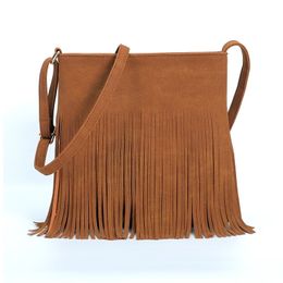 Fashion Fringed Women Shoulder Bag Suede PU Leather Tassel Crossbody Bag High Capacity Female Travel Purse Bags for Women