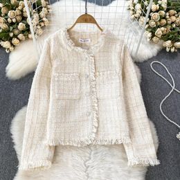 Women's Jackets Autumn And Winter Elegant Jacket 2023 Fashion Ladies Versatile Long Sleeve Tweed Loose Casual Coat Vintage Top