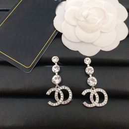 Earings Designer Brand Letters Stud Earring 18K Gold Plated Women Crystal Rhinestone Hoop Earring Jewelry Wedding Party Lovers Gift