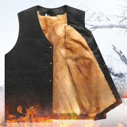 Men's Vests 2023 Winter Clothing V-neck Sleeveless Coats Male Casual Thick Warm Waistcoat Men Wool Fleece Vest Jackets D541