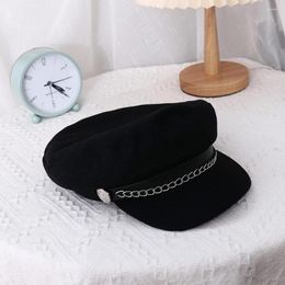 Berets Elegant Punk Fishing Cap British Style For Unisex Winter Streetwear Men Sailor Caps Flat Navy Hats Women Captain