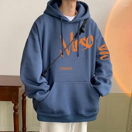 Men's Hoodies Black White Blue Green Apricot Vintage Hoodie Spring And Autumn Oversize Round Collar Top Loose M-5XL