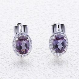 Stud Earrings Colour Changing Created Alexandrite 925 Sterling Silver 8 6mm Fine Jewellery For Women Female Birthday Nice Gift