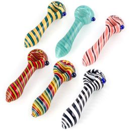 Cool Colourful Wig Wag Smoking Pyrex Thick Glass Pipes Portable Handmade Dry Herb Tobacco Philtre Spoon Bowl Innovative Handpipes Pocket Cigarette Holder DHL