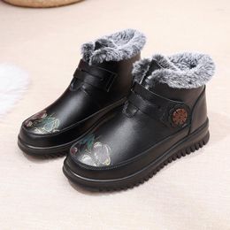 Boots 2023 Winter Shoes Genuine Leather Waterproof Plush Warm Ankle Women Casual Comfortable Zipper Cotton Mother