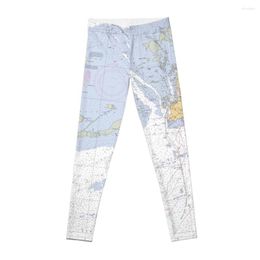 Active Pants Key West Nautical Chart Leggings Fitness Clothing Sweatpants For Women