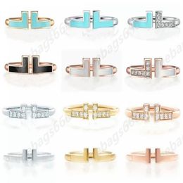 Whole 925 silver ring with box parallel bars women's men's adjustable two T letter ring jewelry280Q
