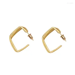 Hoop Earrings 24K Gold Plated C Shape Vintage 25mm Geometric No Zircon Stone Fashion Jewellery For Women Party Wedding