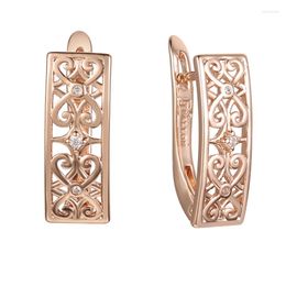 Dangle Earrings FJ Women 585 Rose Gold Color Square White Crystal Weaving