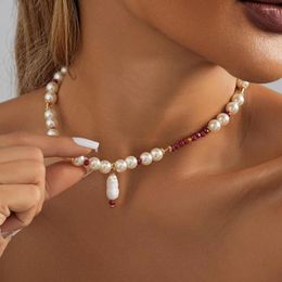 Pendant Necklaces Imitation Pearl Natural Stone Necklace Ladies Trendy Charm Birthday Party Gift Jewellery Wholesale