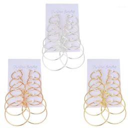 Hoop & Huggie 6Pairs set Vintage Dangle Ring Big Circle Earrings Women Steampunk Ear Clip1270l