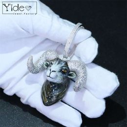 Designer Jewellery Custom cool party hip hop pendant diamond goat head animal iced out enamel pendant