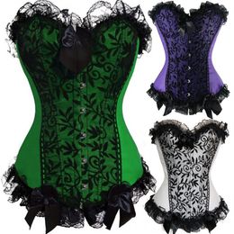 Sexy Boned Woman Lingerie Steel Bustiers Satin Corset Overbust Corsets Thong PLUS SIZE S M L XL XXL 3XL 4XL 5XL 6XL204j