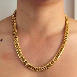 MENS HEAVY YELLOW GOLD CUBAN LINK CHAIN NECKLACE 23 6IN Real people model 100% real gold not solid not money 245H