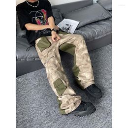 Men's Pants UncleDonJM Multi Pocket Colour Matching Camouflage Colour Block Tactical Streetwear Baggy