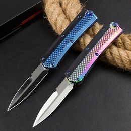 H1083 Auto Tactical Knife D2 Satin Blade Zinc-aluminum Alloy Handle Outdoor Camping Hiking Survival Tactical Knives with Nylon Bag