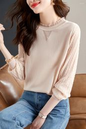 Women's Sweaters There Are Inner Bottoming Shirt Autumn Clothing 2023 Tops Western Style Youthful-Looking Lace Long-Sleeve T-shirt