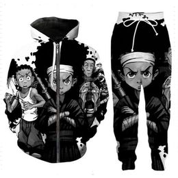 Release New Men Womens boondocks Funny 3D Print Fashion Tracksuits Pants Zipper Hoodie Casual Sportswear2571