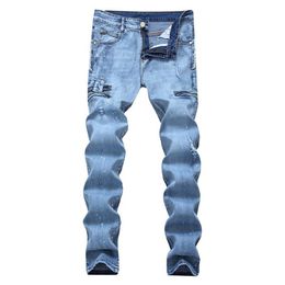 Men's Jeans Mens Fashion 3D Personality Slim Fit Pants Classic Denim Designer Trousers Casual Straight Elasticity279C