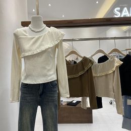 Women's Sweaters Korean Fashion Corduroy Tops Women V-neck Long Sleeve Ruffles Tassel Female Pullovers Ladies Elegant Autumn Shirts Drop
