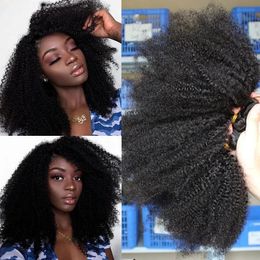 Lace s Mongolian Afro Kinky Curly Hair Bundles Natural Raw Human With Clre 4B 4C Weave Weft For Blacks 231007