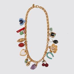 Chokers ZA Statement Choker Necklace Women Fashion Gold Colour Chains Link Vintage Necklace Jewellery Woman Maxi Long Necklace 231007