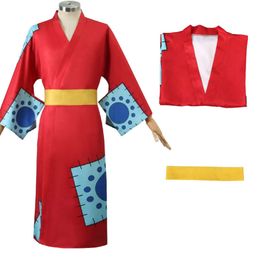 New Anime Luffy Cosplay Monkey D. Luffy Cosplay Costume Red Kimono Straw Hat Full Set Halloween Carnival Party Costume for Adultcosplay 904