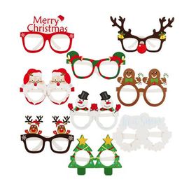 9pcs Santa Claus Xmas Tree Elk Paper Glasses Frame Christmas Glasses Photo Prop Christmas decorations new year Navidad kids gift GC2361