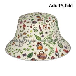 Berets Cottagecore Light Green Bucket Hat Sun Cap English Garden Mushroom Magic Herbs Witch Pie Cosy Tea