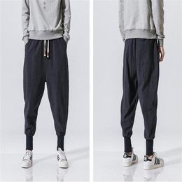 New Store Japanese Casual Cotton Linen Trouser Male Harem Pant Men Ankle Banded Jogger Pant Chinese Traditional Clothe234t