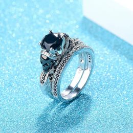 Wedding Rings Western Black Skull Ring Personality Punk Copper For Fashion Jewelry 231007
